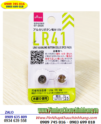 DAISO LR41/AG3, Pin 1.5v alkaline DAISO LR41 AG3 (thị trường nội địa Nhật) / Vỉ 2viên